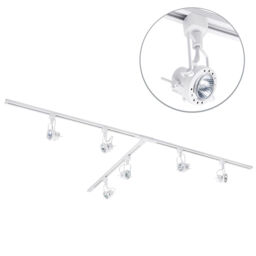 3 metre T Shape Track Light Kit with 6 Greenwich Heads and LED Bulbs - White - thumbnail 1