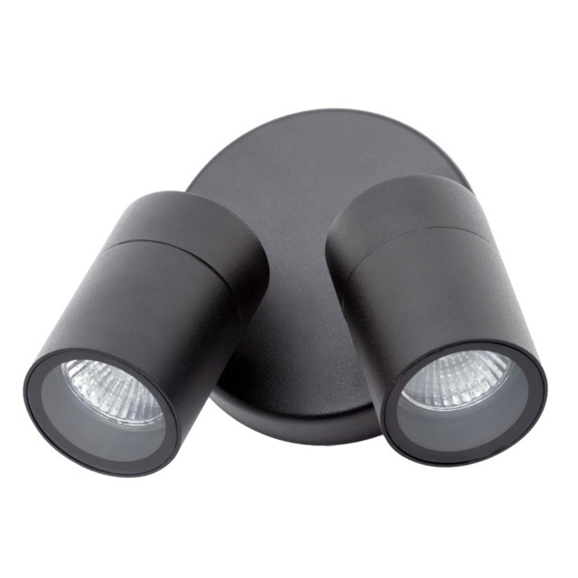 Kenn Twin Adjustable Outdoor 2 Light Wall Spotlight - Black - image 1