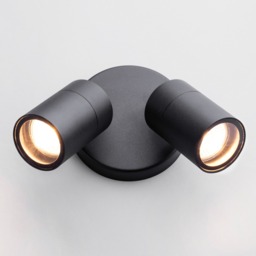 Kenn Twin Adjustable Outdoor 2 Light Wall Spotlight - Black - thumbnail 2
