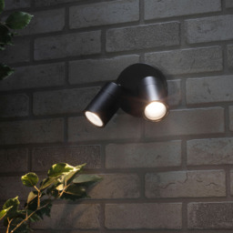 Kenn Twin Adjustable Outdoor 2 Light Wall Spotlight - Black - thumbnail 5