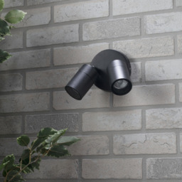 Kenn Twin Adjustable Outdoor 2 Light Wall Spotlight - Black - thumbnail 6