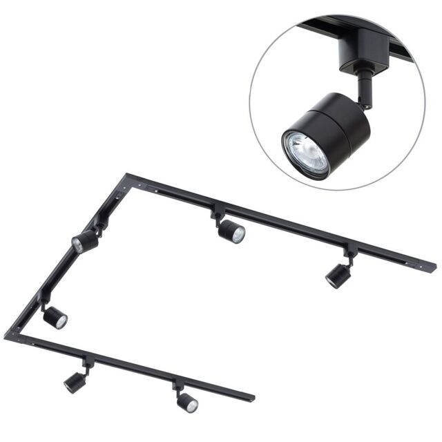 3m U Shape Track Light Kit with 6 Soho Heads and LED Bulbs - Black - image 1
