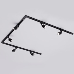 3m U Shape Track Light Kit with 6 Soho Heads and LED Bulbs - Black - thumbnail 2
