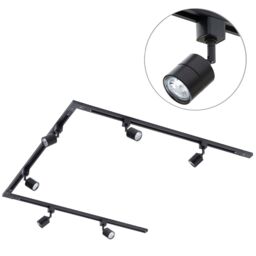 3m U Shape Track Light Kit with 6 Soho Heads and LED Bulbs - Black - thumbnail 1