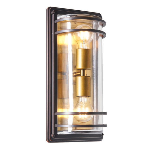 Rico Large Outdoor Wall Light with Brass Accents - Antique Bronze - image 1