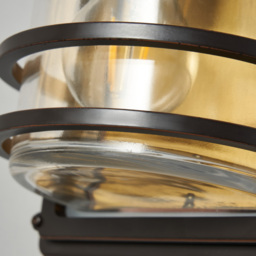 Rico Large Outdoor Wall Light with Brass Accents - Antique Bronze - thumbnail 4