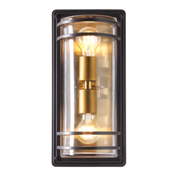Rico Large Outdoor Wall Light with Brass Accents - Antique Bronze - thumbnail 6
