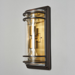 Rico Large Outdoor Wall Light with Brass Accents - Antique Bronze - thumbnail 3