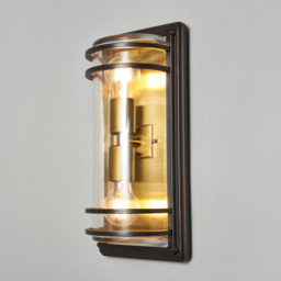 Rico Large Outdoor Wall Light with Brass Accents - Antique Bronze - thumbnail 2