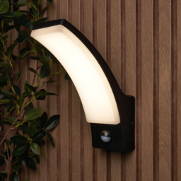 Bengle 12 Watt LED Curved Outdoor Wall Light with PIR Sensor - Black - thumbnail 7