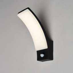 Bengle 12 Watt LED Curved Outdoor Wall Light with PIR Sensor - Black - thumbnail 2