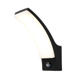 Bengle 12 Watt LED Curved Outdoor Wall Light with PIR Sensor - Black