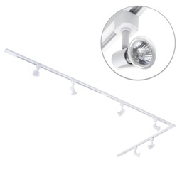 3 Metre L Long Shape Track Light Kit with 6 Harlem Heads and LED Bulbs - White