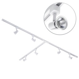 3 Metre T Shape Track Light Kit with 6 Harlem Heads and LED Bulbs - White