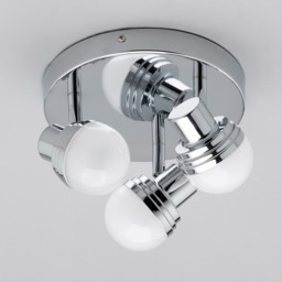 Skipton Bathroom LED Spotlight Plate with 3 Adjustable Mini Globe Heads - Chrome - thumbnail 3