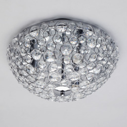 Ovii 3 Light Bathroom Oval Flush Ceiling Light - Chrome & Glass - thumbnail 3