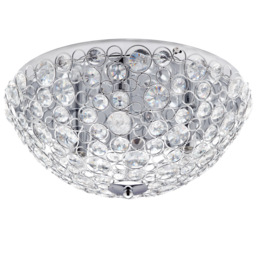 Ovii 3 Light Bathroom Oval Flush Ceiling Light - Chrome & Glass