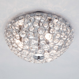 Ovii 3 Light Bathroom Oval Flush Ceiling Light - Chrome & Glass - thumbnail 2