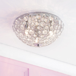 Ovii 3 Light Bathroom Oval Flush Ceiling Light - Chrome & Glass - thumbnail 6