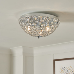 Ovii 3 Light Bathroom Oval Flush Ceiling Light - Chrome & Glass - thumbnail 5