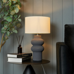 Earl Ceramic Table Lamp with White Shade - Dark Grey - thumbnail 5