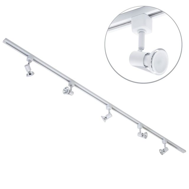 2 metre Track Light Kit with 5 Harlem Heads and LED Bulbs - White - image 1