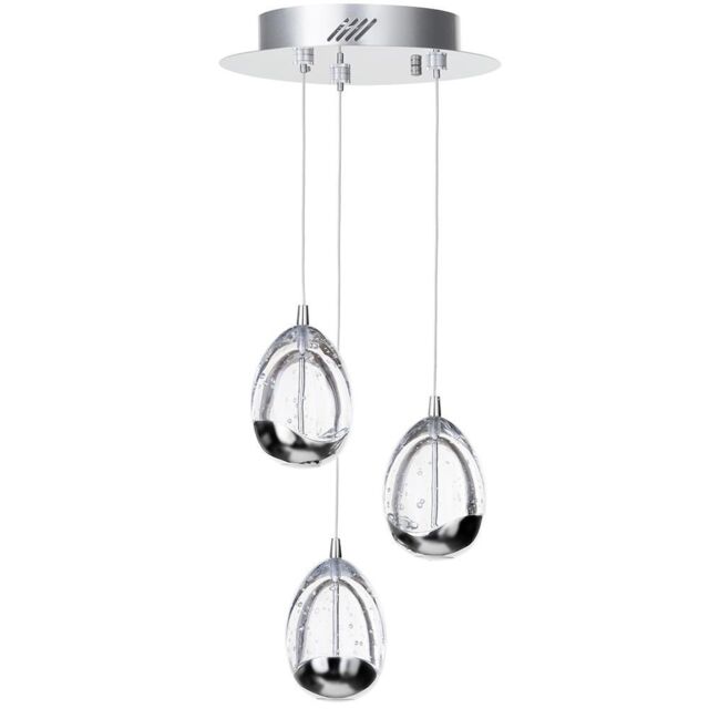 Visconte Bulla 3 Light Ceiling Light Spiral Cluster Pendant - Chrome - image 1