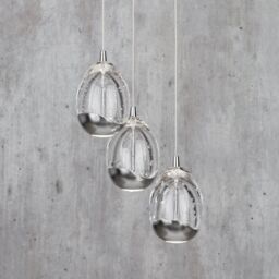 Visconte Bulla 3 Light Ceiling Light Spiral Cluster Pendant - Chrome - thumbnail 5