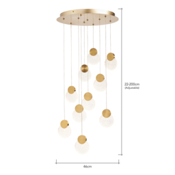 Visconte Oskar 10 Light LED Glass Cluster Pendant - Satin Brass - thumbnail 8