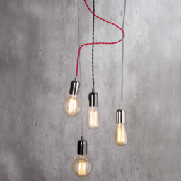 2 Pack of Decorative Twisted Braided Cable Nickel Light Fittings - Herringbone Black & White - thumbnail 8