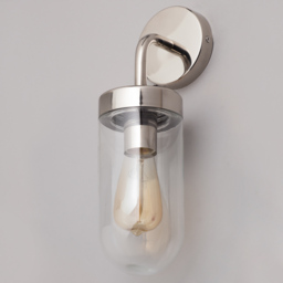 2 Pack of Reeth Outdoor Industrial Style Curved Arm Wall Light - Polished Steel - thumbnail 3
