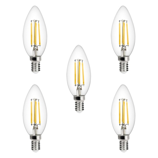 5 Pack of 4 Watt LED Vintage Style E14 Small Edison Screw Candle Light Bulbs - Cool White - image 1