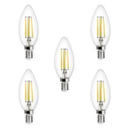5 Pack of 4 Watt LED Vintage Style E14 Small Edison Screw Candle Light Bulbs - Cool White - thumbnail 1