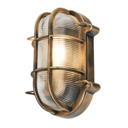 Remy 1 Light Outdoor Caged Oval Bulkhead Wall Light - Gold - thumbnail 1