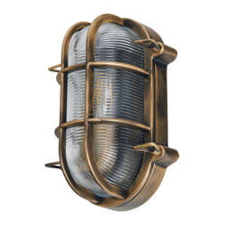 Remy 1 Light Outdoor Caged Oval Bulkhead Wall Light - Gold - thumbnail 5