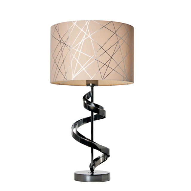 Spiral Table Lamp with Mocha and Silver Shade - Black - image 1
