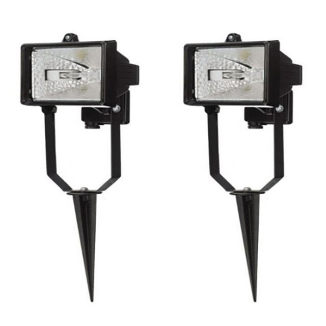 2 Pack of 1 Light Outdoor Spike Security Flood Light - Black - image 1