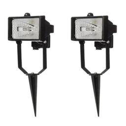 2 Pack of 1 Light Outdoor Spike Security Flood Light - Black