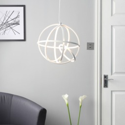 Spherical LED Geometric Frame Ceiling Pendant - White - thumbnail 7