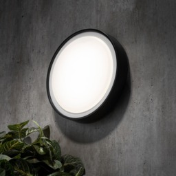 Newton 27cm Outdoor LED Round Flush Wall Light - Black - thumbnail 5