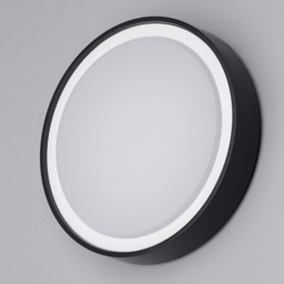 Newton 27cm Outdoor LED Round Flush Wall Light - Black - thumbnail 3