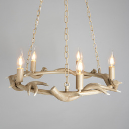 Rein 5 Light Antler Cartwheel Chandelier - Natural - thumbnail 2