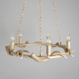 Rein 5 Light Antler Cartwheel Chandelier - Natural - thumbnail 3