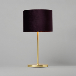 Oval Brass Stick Table Lamp with Velvet Shade - Maroon - thumbnail 2