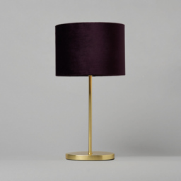 Oval Brass Stick Table Lamp with Velvet Shade - Maroon - thumbnail 3