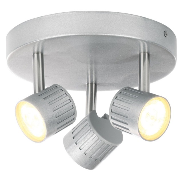Travis Die Cast Ribbed LED Triple Spotlight Plate - Silver - image 1