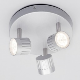 Travis Die Cast Ribbed LED Triple Spotlight Plate - Silver - thumbnail 2