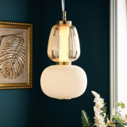 Visconte Edvin Glass Ceiling Pendant - Satin Brass - thumbnail 5