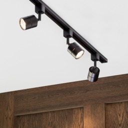 1m Track Light Kit with 3 Soho Heads and LED Bulbs - Black - thumbnail 2