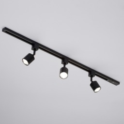 1m Track Light Kit with 3 Soho Heads and LED Bulbs - Black - thumbnail 3